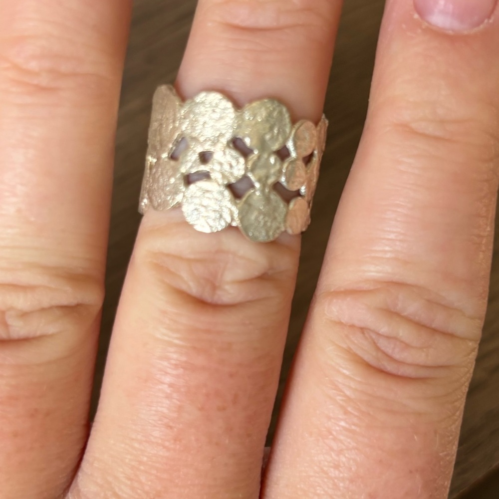Bluboho Silver Coin Textured Ring Sz 6 - Picture 4 of 7